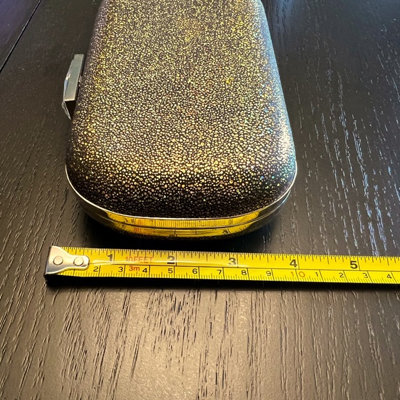 Gold Iridescent Clutch Purse with chain link Strap - Picture 6 of 8